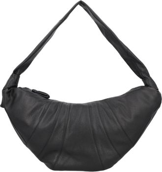 Christophe Lemaire Black Padded Strap Pleated Cow Leather Shoulder Bag