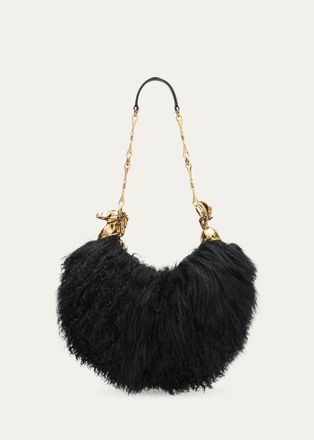 Chlo&eacute; Shearling Chain Horse Shoulder Bag