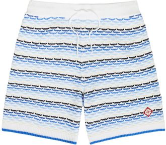 Casablanca Casablanca Striped Tuck-stitch Cotton-knit Shorts - Multicoloured - XL