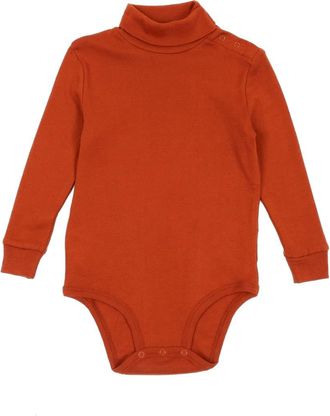 Leveret Cotton Neutral Solid Turtleneck Bodysuit in Rust Orange at Nordstrom, Size 18-24M