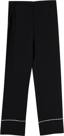 Erdem Black Contrast Piping Silk Tailored Trousers Size M