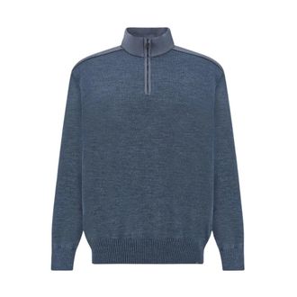 Paul & Shark Paul Shark Technical Wool 1/4 ZIP Typhoon Jumper - male - Paul & Shark - Turtlenecks - Blue - 2XL - Knitwear