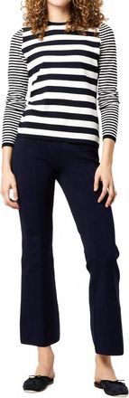 Ann Mashburn Alida Crewneck Stripe Tee In Ivory/navy