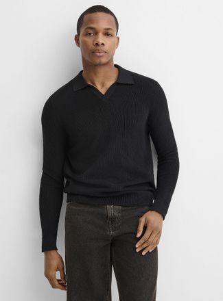 Le 31 Mens Rib-knit Johnny-collar sweater