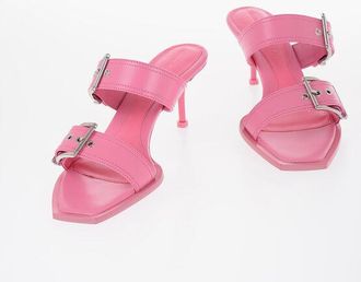 Alexander McQueen Leather Sandals With Buckle Heel 7 cm size 37