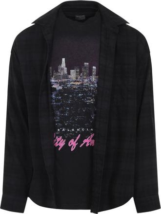 Balenciaga Shirt met gelaagd effect - Heren - Casual Overhemden - Zwart - S - Katoen - Overhemden