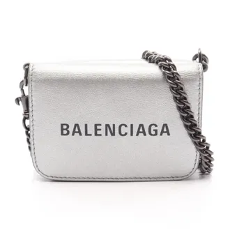 Balenciaga Silver Leather Chain/Shoulder Wallet (Pre-Owned)