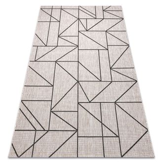 RugsX Rugsx - Alfombra De Cuerda Sisal Floorlux 20605 Plateado / Negro / Beige Tri&aacute;ngulos, Geom&eacute;trico Beige 160x230 Cm