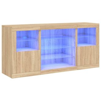 Berkfield Home Sideboard with LED Lights Sonoma Oak 142.5x37x67 cm in Light Tan