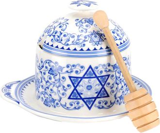 Spode Judaica Honey Pot With Drizzler