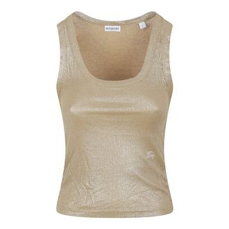 Burberry Sleeveless Tops, female, Beige, Size: L Festival Viscose Tank Top