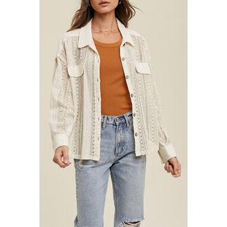Wishlist Open Stitch Button-Up Shirt in Natural at Nordstrom Rack, Size Medium