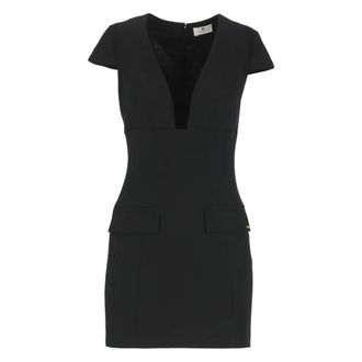 Elisabetta Franchi Short Dresses, female, Black, Size: XS V-neck Short Dress