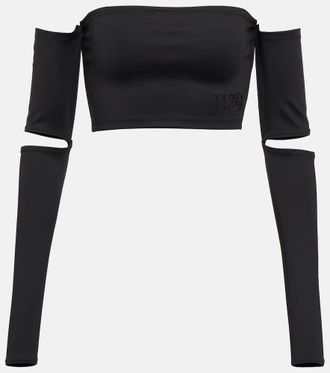 Maison Margiela Top cropped in jersey con cut-out