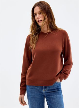 Contemporaine Womens Peachskin crew-neck sweatshirt