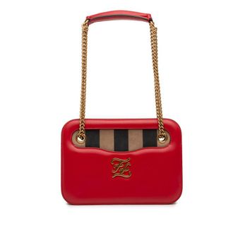 Fendi Pre-owned Fendi Calfskin Vitello King Nubuck Pequin Karligraphy Pocket Shoulder Bag Ladies 8BT318-AAFG-208-10429