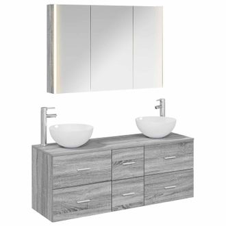 vidaXL Juego De Muebles De Ba&ntilde;o 4 Uds. Sonoma Gris Vidaxl