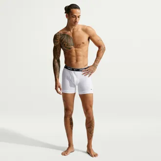 Nike Mens Essential Cotton Stretch Dri-FIT 5-Pack Boxer Briefs in White | KE1292-900