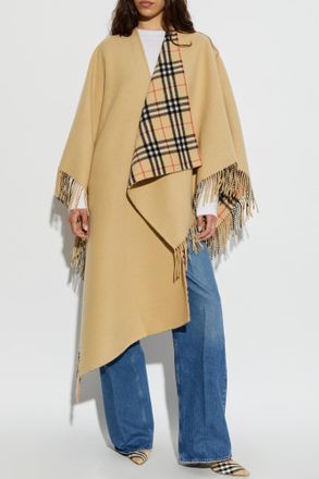 Burberry Wool Poncho, Womens, Beige