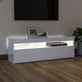Berkfield Home TV Cabinet with LED Lights High Gloss White 120x35x40 cm | Size: 120 x 35 x 40 cm