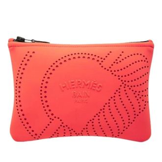 Herm&egrave;s Pre-owned Leren Clutch - Dames - Pre-owned - Roze - Maat: ONE Size Polyamide