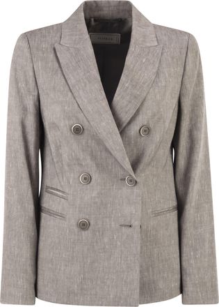 PESERICO Peserico Double Breasted Blazer In Linen And Wool Blend