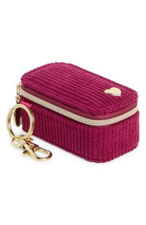 Nordstrom Mini Travel Jewelry Case Key Chain in Burgundy Corduroy- Gold Heart at Nordstrom Rack