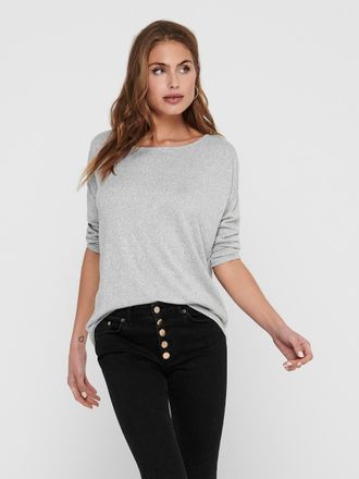 Only 3/4-Arm-Shirt ONLY ONLELCOS 4/5 SOLID TOP, Damen, Gr. XS (34), light grau melange, Jersey, Obermaterial: 95% Polyester, 5% Elasthan, meliert, figurums