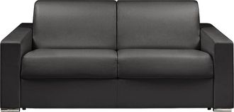 Vente-Unique Sof&aacute; cama de 3 plazas tipo italiano de piel sint&eacute;tica CALITO - Negro - Somier de l&aacute;minas de 140 cm - Colch&oacute;n de 18 cm con memoria de forma