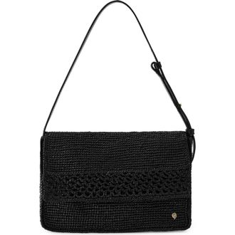 Helen Kaminski Poppy Crochet Raffia Shoulder Bag in Charcoal at Nordstrom