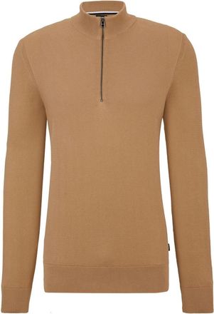 HUGO BOSS Heren Embrando-P Kwart Zip Sweater Top (Beige)