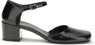 The Row Black Rubber Mid Heel Womens Pumps
