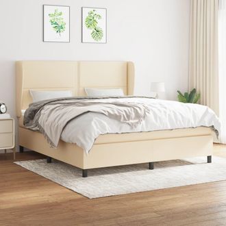 vidaXL Vidaxl - Cama Box Spring Con Colch&oacute;n Tela Color Crema 180x200 Cm