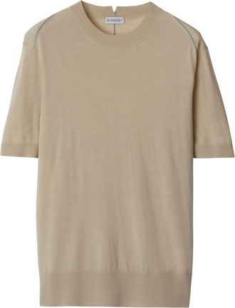 Burberry fine-knit wool top - women - Viscose/Wool - M - Neutrals