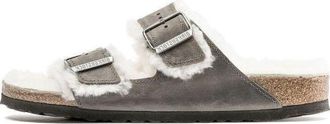 Birkenstock Arizona Shearling Waxy Leather Oiled Iron 1021067