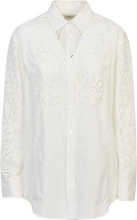 Max Mara Overhemden, Dames, Wit, S, Katoen, Witte Sangallo Geborduurde Overhemd