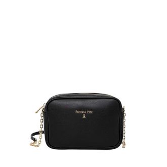 Patrizia Pepe Tassen, Dames, Zwart, ONE Size, Leer, Mini Crossbody Tas