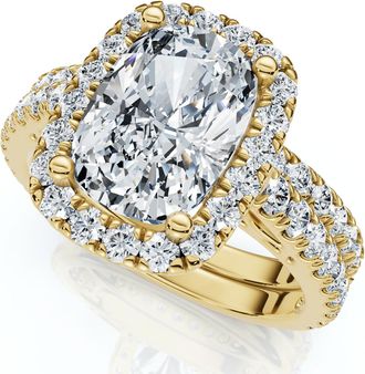 Pompeii3 Ceritified 2.90Ct Cushion Diamond Engagement Ring Set 14k Gold or Pt Lab Grown