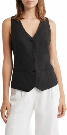 Favorite Daughter The Jones Linen-Blend Vest In Black