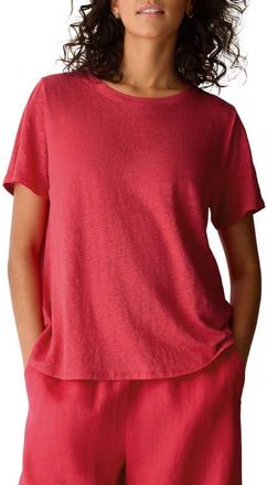 Eileen Fisher Organic Linen Crewneck T-Shirt in Grenadine at Nordstrom, Size Xx-Small