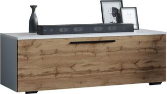 ebuy24 Muebles De Tv Vcm Lowboard Gabinete De Tv Con Puerta Plegable Ancha Dimensiones Al. 39 X An. 115 X T. 40 Cm Muebles Fernseh - Arila M (blanco / Roble 