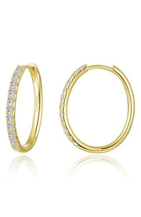 Lafonn Alina Pav&eacute; Simulated Diamond Small Oval Hoop Earrings in Gold at Nordstrom