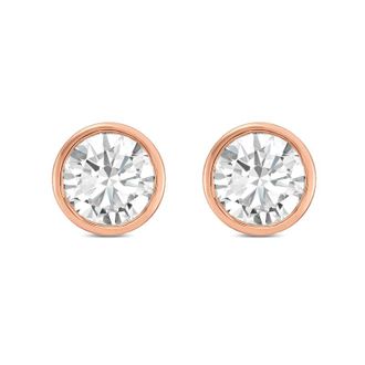 Diana M. Jewels 14KT ROSE GOLD LAB GROWN ROUND STUDS IN A BEZEL SETTING WEIGHING 1.50 CTS TW