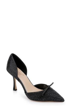 Badgley Mischka Terresa dOrsay Pointed Toe Pump in Black Satin at Nordstrom Rack, Size 9.5
