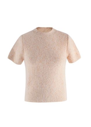 Sandro Peach Short Sleeve Alpaca Blend Jumper Size M