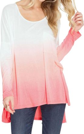 She + Sky Ombre Dip Dye Pocket Top In Coral