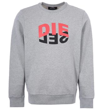 Diesel SGirk N80 tweekleurig logo-sweatshirt met ronde hals voor heren, grijs