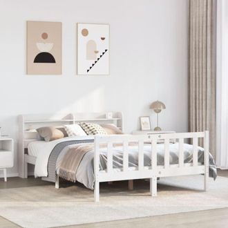 vidaXL Estructura De Cama Sin Colch&oacute;n Madera De Pino Blanco 135x190 Cm Vidaxl