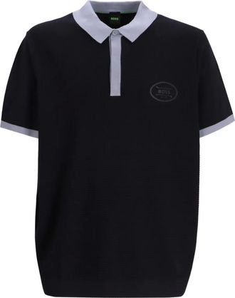 BOSS Polo con placca logo - Nero