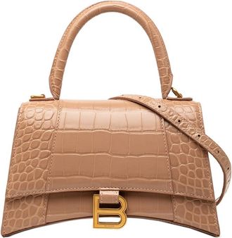 Balenciaga Pre-owned Balenciaga Small Croc Embossed Hourglass Top Handle Bag Ladies 62ZFRNEEAIGTDAQ9
